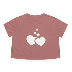 Heart Print Flowy Cropped Tee - Soft Casual Top - Dipaliz - T-shirts