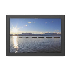 Lake Tahoe with Mountains and Sunrise Framed Paper Posters - 18″ x 12″ (horizontal) / Black Frame / Fine Art - Prints &