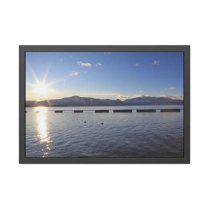 Lake Tahoe with Mountains and Sunrise Framed Paper Posters - 30″ x 20″ (horizontal) / Black Frame / Fine Art - Prints &