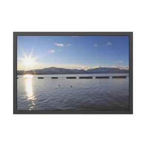 Lake Tahoe with Mountains and Sunrise Framed Paper Posters - 36″ x 24″ (horizontal) / Black Frame / Fine Art - Prints &