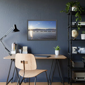 Lake Tahoe with Mountains and Sunrise Framed Paper Posters - Prints & Visual Artwork