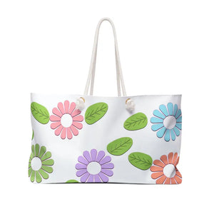 Polyester Weekender Bag Large Flowers Women’s Fashion - Dipaliz - 24’’ × 13’’ - Tote Bags