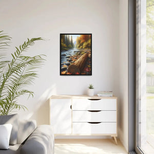 River Framed Canvas - Autumn Glow Wall Art - Dipaliz