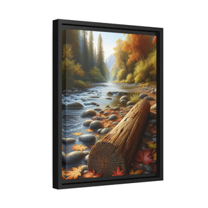 River Framed Canvas - Autumn Glow Wall Art - Dipaliz