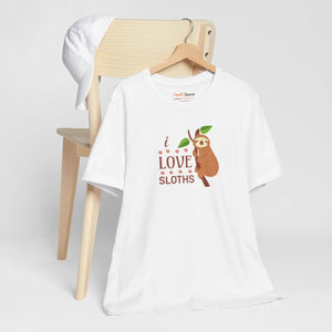Soft Cotton i Love Sloths T-shirt - Unisex Jersey - Dipaliz - T-shirts - s