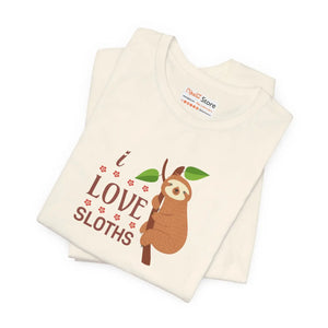Soft Cotton i Love Sloths T-shirt - Unisex Jersey - Dipaliz - T-shirts - s