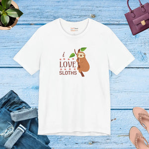 Soft Cotton i Love Sloths T-shirt - Unisex Jersey - Dipaliz - T-shirts - s