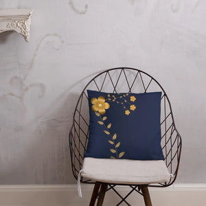 Navy Blue Throw Pillow – Lovely Floral Polyester - Dipaliz - Pillows