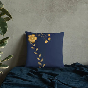 Navy Blue Throw Pillow – Lovely Floral Polyester - Dipaliz - Pillows