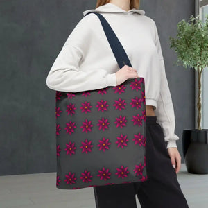 Tote Bag - Magenta Flowers All Over Print - Dipaliz - 18’’ × / Navy - Bags