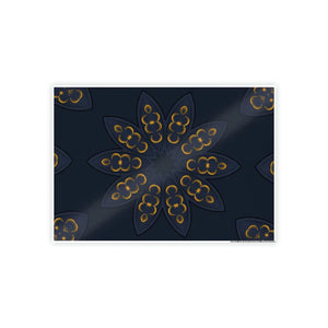 DipaliZ mandala geometric poster in gold on navy blue