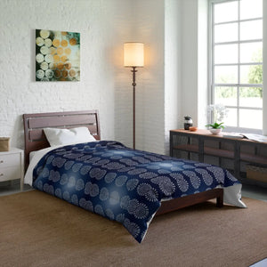 Navy Blue Mandal Pattern Blanket – Eco-friendly - Dipaliz - Quilts & Comforters