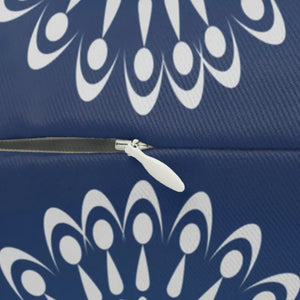 Navy Blue Pillow - Geometric Mandal Pattern Lumbar - Dipaliz - 20’’ × 14’’ - Pillows
