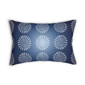 Navy Blue Pillow - Geometric Mandal Pattern Lumbar - Dipaliz - 20’’ × 14’’ - Pillows