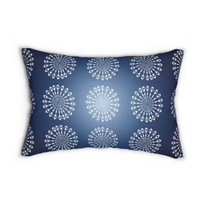 Navy Blue Pillow - Geometric Mandal Pattern Lumbar - Dipaliz - 20’’ × 14’’ - Pillows