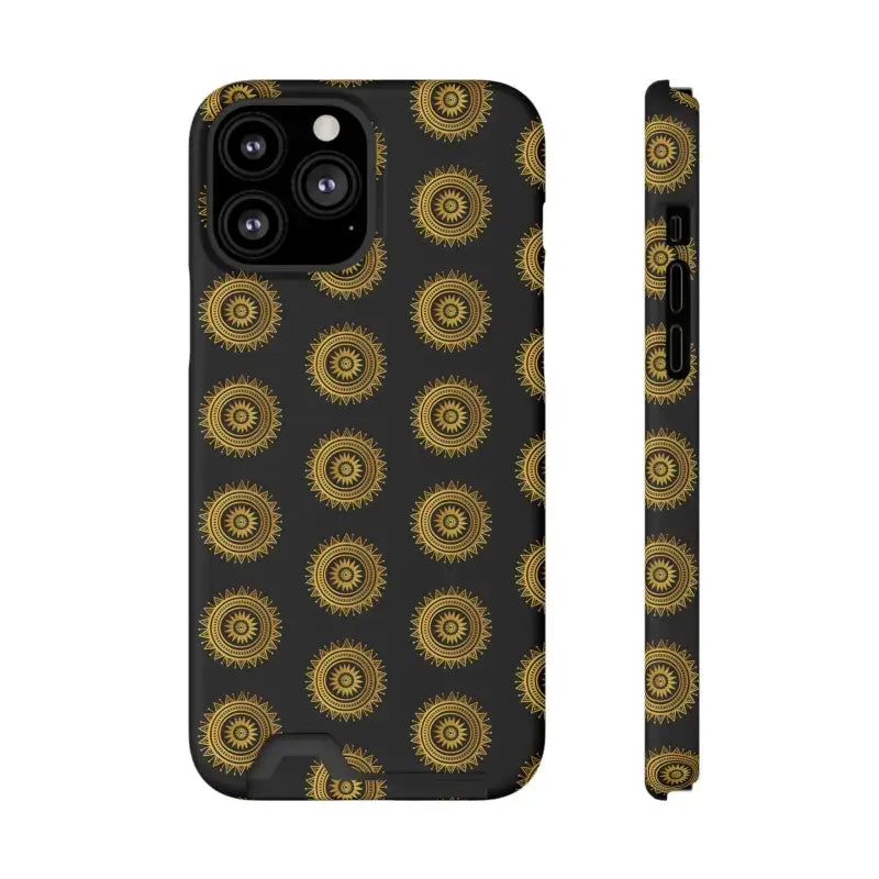 iDigitalStock Mandal pattern on black Phone Case With Card Holder - Accessories ✓ credit DIpaliZ sale