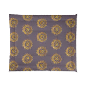 Golden Mandala Pattern on Purple – Polyester - Dipaliz - Quilts & Comforters