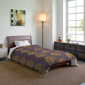 Golden Mandala Pattern on Purple – Polyester - Dipaliz - Quilts & Comforters
