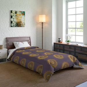 Golden Mandala Pattern on Purple – Polyester - Dipaliz - Quilts & Comforters