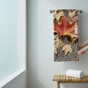 DipaliZ Maple Leaf Towel Soft Cotton Beach — shown spread flat so the full design reads