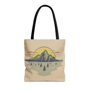 Mountain Scene Tote Bag Women’s Fashion Adventure Style - Dipaliz - 16’’ × / Black - Bags