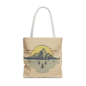 Mountain Scene Tote Bag Women’s Fashion Adventure Style - Dipaliz - 18’’ × / White - Bags