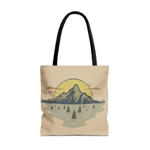 Mountain Scene Tote Bag Women’s Fashion Adventure Style - Dipaliz - 18’’ × / Black - Bags