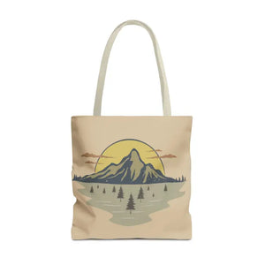 Mountain Scene Tote Bag Women’s Fashion Adventure Style - Dipaliz - 18’’ × / Beige - Bags
