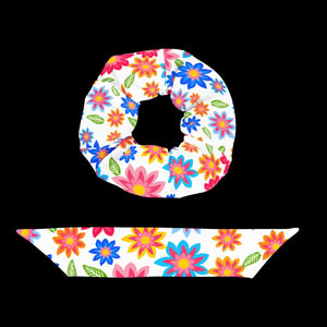Eco Scrunchie - Multi Colored Flowers Recycled - Dipaliz - Ponytail Holders