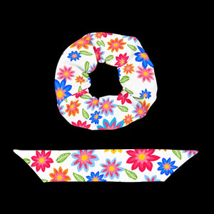 Eco Scrunchie - Multi Colored Flowers Recycled - Dipaliz - Ponytail Holders
