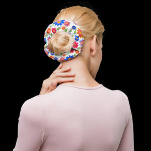 Eco Scrunchie - Multi Colored Flowers Recycled - Dipaliz - Ponytail Holders