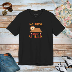 Soft Unisex Sloth Tee - Natural Born Chiller Cotton - Dipaliz - T-shirts - 3xl