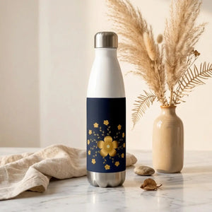 Dipaliz navy blue bottle gold pattern stainless steel - water bottles