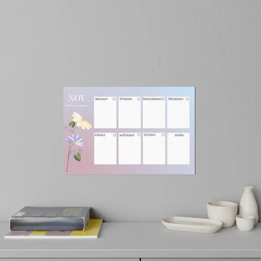 Beautify your Space with Reusable November Planner Wall Decals - 18″ x 12″ Decal