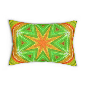 Spun Polyester Lumbar Pillow - Orange Green Geometric - Dipaliz - 20’’ × 14’’ - Pillows