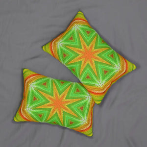 Spun Polyester Lumbar Pillow - Orange Green Geometric - Dipaliz - 20’’ × 14’’ - Pillows