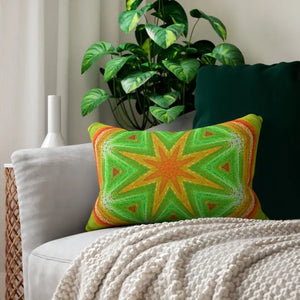 Spun Polyester Lumbar Pillow - Orange Green Geometric - Dipaliz - 20’’ × 14’’ - Pillows