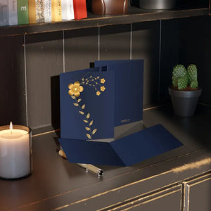 Navy Blue Greeting Cards with Golden Flowers - Luxe Pack - Dipaliz - & Note