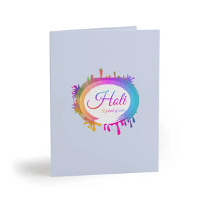 Happy Holi Greeting Cards with Matching White Envelopes - Dipaliz - 8 Pcs / Matte / 4.25” x 5.5” - & Note