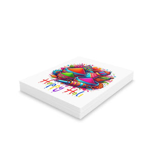 Vibrant Happy Holi Greeting Cards - Matching White Envelopes - Dipaliz - & Note