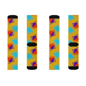 Vibrant Paint Splats Sublimation Socks - Trendy Comfort - Dipaliz