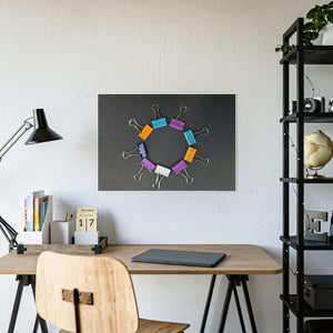 Vibrant Paper Clips High Gloss Poster - Modern Art - Dipaliz - Posters Prints & Visual Artwork