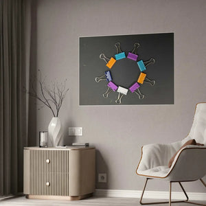 Vibrant Paper Clips High Gloss Poster - Modern Art - Dipaliz - Posters Prints & Visual Artwork