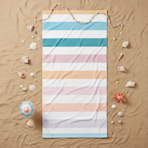 Soft Pastel Stripes Towel - Plush Cotton Beach Wrap - Dipaliz - Towels