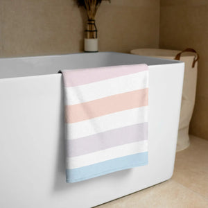Soft Pastel Stripes Towel - Plush Cotton Beach Wrap - Dipaliz - Towels