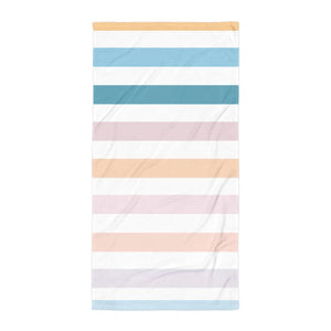 Soft Pastel Stripes Towel - Plush Cotton Beach Wrap - Dipaliz - Towels