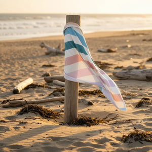 Soft Pastel Stripes Towel - Plush Cotton Beach Wrap - Dipaliz - Towels