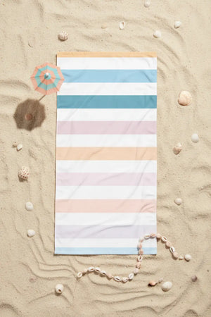 Soft Pastel Stripes Towel - Plush Cotton Beach Wrap - Dipaliz - Towels