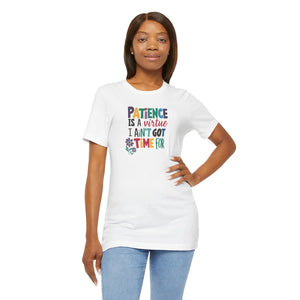 Soft Cotton Jersey Short Sleeve Tee - Patience Virtue - Dipaliz - T-shirts - s