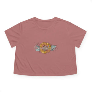 Boho Sunflower Flowy Cropped Tee - Soft Polyester Blend - Dipaliz - T-shirts - s